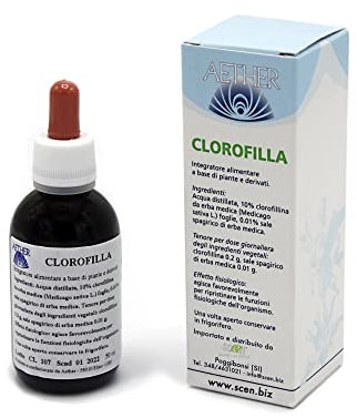 Clorofilla - Scen - Clorofilla liquida SENZA alcool, da erba Alfalfa, 50 ml. senza conservanti, made in Italy (1)