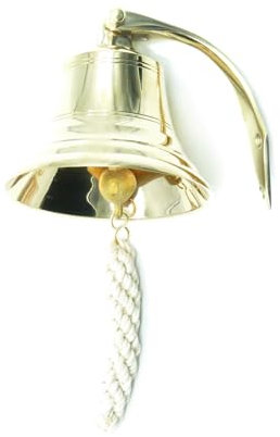 GeBOOTE24 An- & Verkauf Deko Schiffsglocke Messing Glocke + Halter + Bändsel Wandglocke maritim Ø 12cm
