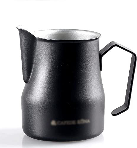 CHENMIAOMIAO Sauce Boat Gravy Bowl Stainless Steel Milk Froth Pot Gravy Boat Espresso Pot Espresso Craft Cup Coffee Latte Milk Froth Pot 17.59oz pour ladle (Color : Black)