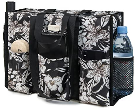 TOPDesign Vattentålig tygväska med 13 fickor, dragkedja upptill och tjock botten, för yrkesverksamma kvinnor, Medium, Klassisk
