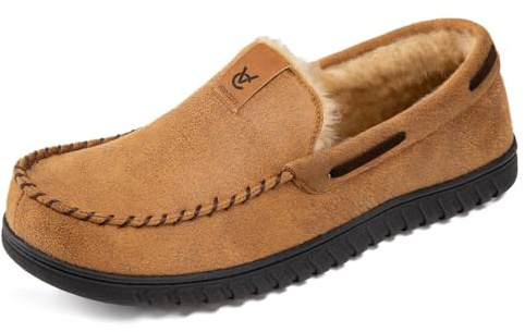 VeraCosy Men's Moccasin Slippers Memory Foam Closed-back Indoor House Shoes | Indoor and Outdoor, Machine-washable, Gifts, Comfortable, Soft, Non-Slip, Breathable