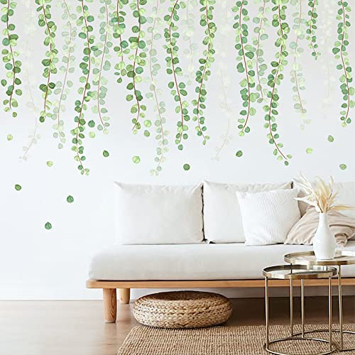 Spldsun Calcomanías Pared Plantas Verdes, Pegatina Pared Hoja Verde Extraíble, para Decoración Salón, Pasillo, Dormitorio, Oficina, Habitación Infantil, Baño