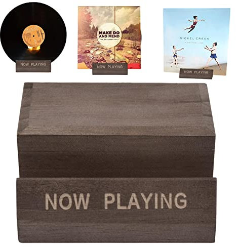 BAOK Soporte para discos de CD | Now Playing Wood Tabop CDs Soporte de almacenamiento - Adornos minimalistas de decoración para el hogar para mostrar discos de vinilo, álbumes de CD y álbumes LP