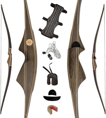AF Archery 62 Traditional Longbow Set Right Hand Premium Hunting Long Bow Kit for Archery Enthusiasts Ergonomic Design All-in-One Bow for Youth Adults Beginners to Advanced Outdoor Practice (60lbs)