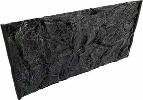 PLASTIKO - Aquarium Hintergrund 3D I Rückwänd 100x40 cm I Leicht zu Montieren und Reinigen I Keine Verklebung Erforderlich I Sicher für Tiere I Grau mit einem Muster aus Niedrigen Steinen