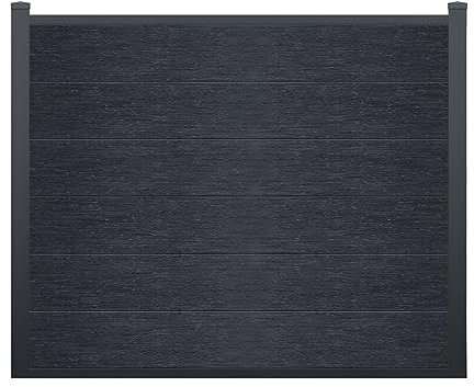 Vente-unique-Valla Alt.156 cm - kit 6 láminas composite + 2 postes antracita - ENOLA