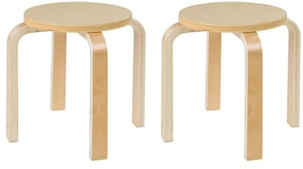 Home4You Kinderhocker Sitzhocker | 2er Set | Birkenholz | Naturfarben