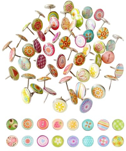 BZKSER Retro Pinnwand Nadeln - 50 pcs Push Pins,Reißnägel,Stecknadeln mit Kopf,Metall Reißnagel,Reißzwecken,Polster Reißzwecken für Bulletin Board Kork Boards Fotos Wand Home Office Decors