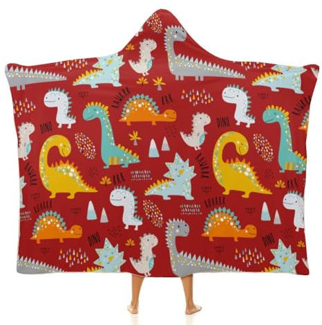NIBABA Kinderdecke mit Dinosaurier-Motiv, warme gemütliche Decke, Pyjama für Frauen, gemütlicher Plüsch, bequeme Mikrofaser, Thermo-Überwurf, Kapuzendecke für Mädchen, 130 x 150 cm