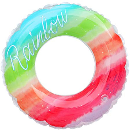 TOYANDONA 480g Inflatable Ring Boys and Girls Swimming Pool Toy Rainbow Float Ring for Boys and Girls Adults Safety Aid Float Seat Pvc Material Easy to Inflate Deflate Swimming Accessory