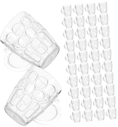 OUNONA 50 Pièces Mini Chope à Bière En Plastique Petits Ornements De Maison Mini Tasse Maison Chopes Miniatures à Bière Petites Maisons Décor Pp Extérieur Petite Résine Réutilisable