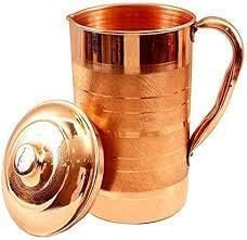 Pure Copper - Jarra de agua de 2 litros, a prueba de fugas, sin costuras, diseño táctil plateado (paquete de 1)