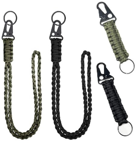 4 Stück Karabiner Schlüsselanhänger, Schlüsselanhänger Karabiner, Schlüsselanhänger Band, Schlüsselband Mit Karabiner, Für Schlüssel Messer Draussen Camping Wandern Rucksack Passen Männer Frau