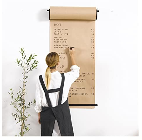 Restaurant/Studio Kraftpapier-Rollenhalter-Spender, an der Wand montierter Notizpapier-Rollenschneider für to-Do-Listen/Einkaufslisten/Menüs/Kinderzeichnungen (Größe: 97 cm/38,2 Zoll breit)