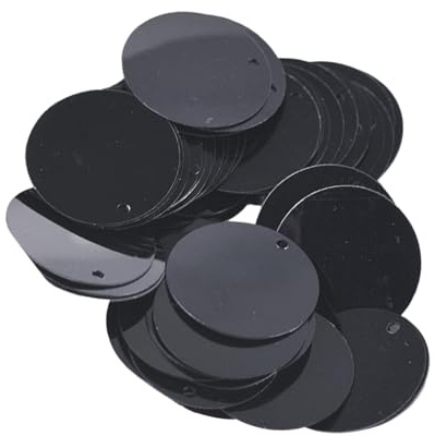 JISADER 85x20mm Paillettes sciolte rotonde piatte Accessori per capelli fai da te Decorazione Paillettes sciolte rotonde fai da te con foro per abbigliamento, nero