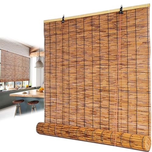 WOGTITYI Bambus Rollo Outdoor Bambusrollo holzfensterschattierung Wetterfest Sichtschutz, für Garten Patio Fenster Balkon, Einfache Installation (Size : W150xH100CM)