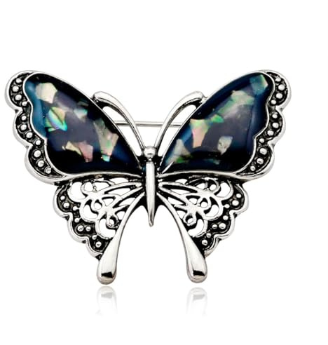 Danshinbow Kleidung Crystal Hollow Out Schmetterling Brosche Strass Party Kleid Brosche Elegante Kragen Pins Zubehör für Frauen (Schwarz)