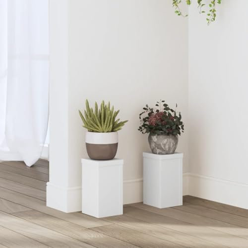 Somanki Pflanzenständer 2 STK. Weiß 10x10x18 cm Holzwerkstoff, Pflanzentreppe Outdoor, Kräutertreppe, Blumenständer, Blumenleiter Draußen, Kräutertopf Garten - 852879