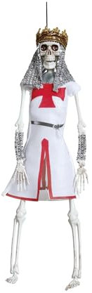 FIESTAS GUIRCA | Tempelritter Skelett Hängefigur (45 cm) - Halloween Dekoration für Partys und Feiern - Ideal für gruselige Umgebungen und Skelett-Themen - Weiß