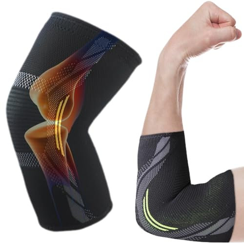 Bendaggio per gomito, gomitiere palestra, tutore epicondilite gomito, gomitiera per epicondilite, bendaggio per gomito antiscivolo, gomitiere palestra, per tennis, bodybuilding, golf (M)