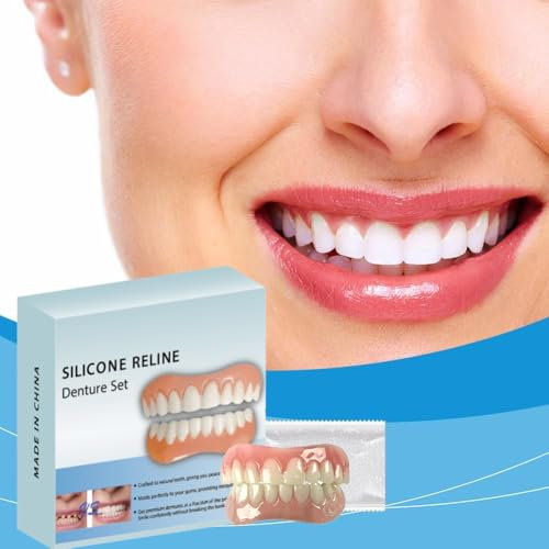 Dentier Sourire Parfait - Facette Dentaire Haut et Bas, Prothèse Cosmétique avec Brosse Interdentaire