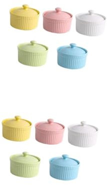 Cabilock 2 Ensembles 5 Pièces Bol à soufflé sauciere sauces moules à pâtisserie cuillères doublures bol de service avec couvercle feuille d'étain poêle vaisselle en céramique bols à pudding