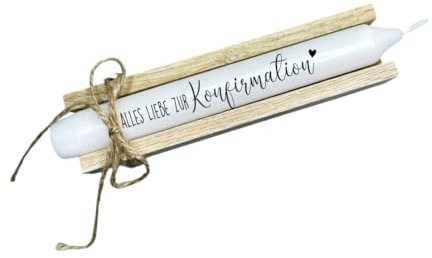 AWASG Kerze mit Spruch Konfirmation - Stabkerze als Geschenk Mädchen Jungen Patenkind - Geschenkkerze zur Konfirmation