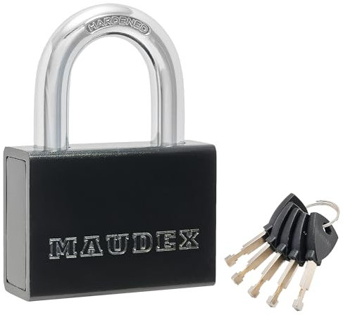 Maudex® PDK73 Lucchetto da Esterno Con 5 Chiavi - Archetto Antitaglio Da 13 Mm, Protezione Del Corpo In Acciaio | Lucchetto Antiscasso Ad Alta Sicurezza Per Capannoni,