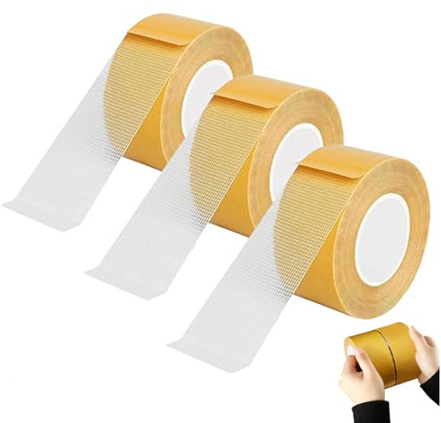High Adhesive Strength Mesh Double-Sided Duct Tape, Double Sided Fabric Tape Heavy Duty Mounting Tape, Super Sticky Resistant Clear Tape, Suitable for DIY, Wall, Glass (C)
