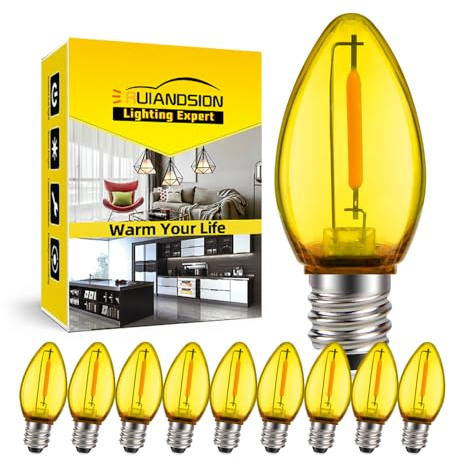 Ruiandsion Ampoule LED C7 E12 COB 1W 220V 80LM Jaune, Petite Ampoule Vintage Edison, Éclairage Décoratif pour Veilleuse Lampe à Sel, Non Dimmable (Lot de 10)