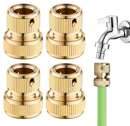 4 Stück Messing Schlauchverbinder 3/4 Zoll (19 mm) Schlauchkupplung 3/4 Zoll für Gartenschläuche, Gartenschlauch Schnellkupplung für Wasserhähne (schlauchverbinder 3/4 zoll 4 Stück)
