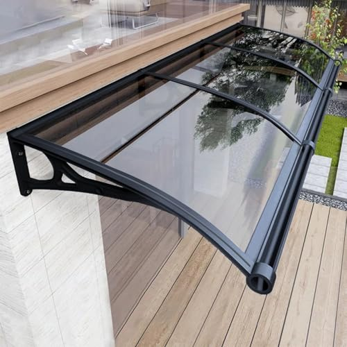 24in/31in Auvent de Porte,Aluminium Auvent de Terrasse,Moderne Marquise de Porte Exterieur avec évier de Guidage,Protection Contre la Pluie et la Neige,Protection UV, Silencieux(60x120cm/24x47)