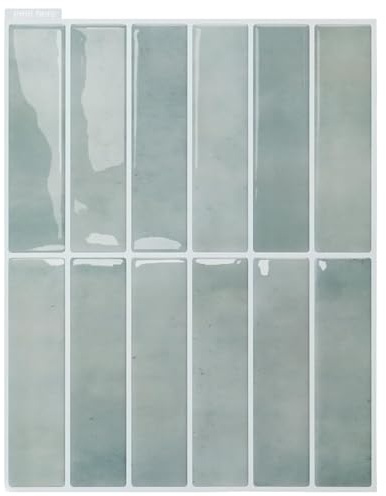 Trafagala 10 Sheet 11.43''x 9inch Sage Green Self Adhesive Stick On Peel and Stick Wall Tiles 3D Vinyl Kitchen Tile Stickers Transfers Waterproof Splashback Decals for Bathroom Wall Subway
