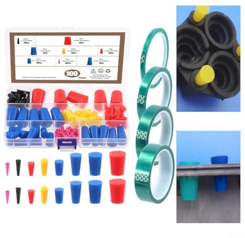 105Pcs Silicone Rubber Kit with PET Masking Tape for Coating Processes in Workshop and Laboratory Settings