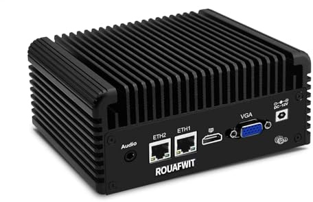 ROUAFWIT Industrial Mini PC, Industrie PC Celeron N2840, Fanless Computer, HD+VGA Dual Display, 2RS232 COM, 2RJ45 LAN, 4USB, WiFi, BT,SIM Slot,DDR3L Barebone