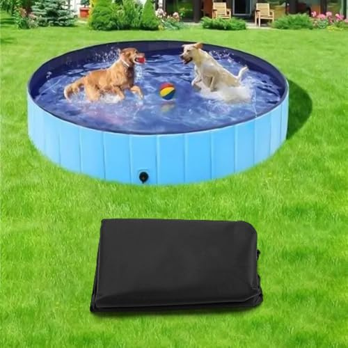 Runde Poolabdeckung für Haustierpools und Garten, strapazierfähiges Oxford-Gewebe mit Solar-Wärmespeicherungs-Design (M D 122 x H 30 cm)