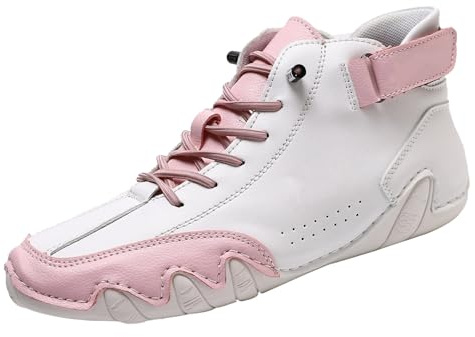 Skor för män Nevoldeck vinterskor Nevova sko för män utomhus bekväma dagliga promenadskor vardaglig vandring ankel män chukka stövlar läder dragkedja, Rosa, 38 EU