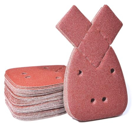Taspire 40pcs Mouse Sander Pads, (40 x 120 Grits Hook and Loop) | Sanding Sheets Compatible with Black and Decker Detail Palm Sander, 4-Hole Dust Extraction for Wood, Metal & Paint