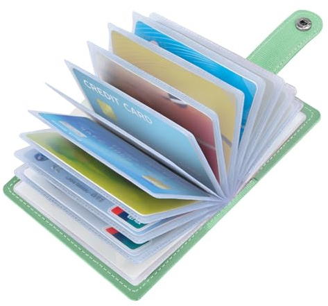 OSDUE Porta Carte di Credito Pelle PU, RFID Secure Protection, 26 Scomparti | Portafoglio RFID/NFC Secure Protection, Porta Tessere, Portafoglio Slim da Uomo e Donna per ID, Banca e Business, Verde