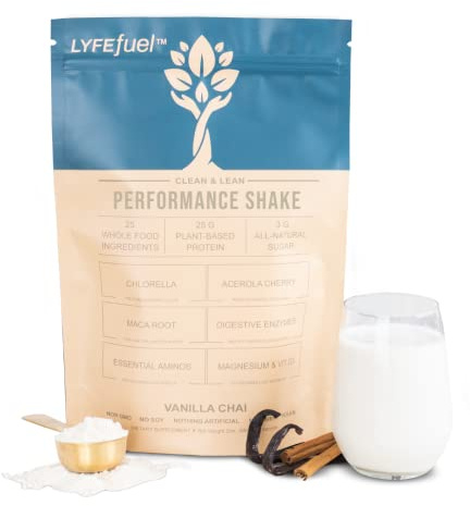 Vegan Protein Shake by LyfeFuel | Plant-Based Protein Powder with BCAA, Greens & Superfoods for Sports Performance, Recovery & Lean Muscle Building | (Vanilla, 24 Servings)