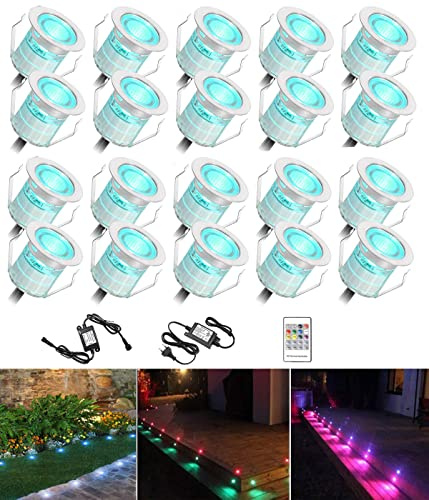 20 Stück RGB LED Einbaustrahler led Bodeneinbauleuchte IP67 wasserdicht 0.6W Ø30mm led Einbauleuchte Terrasse Küche Garten Led Lampe