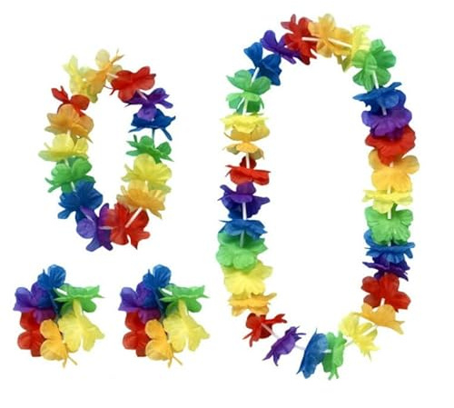 Quickdraw 2 X Hawaii Lei Blumengirlande 4 Stück Set Halskette Stirnband & Armbänder