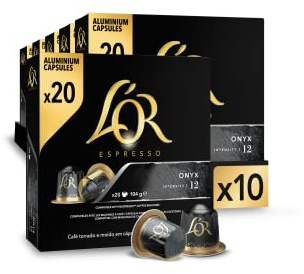 L'OR Espresso Café Onyx | 200 Cápsulas | Amazon Exclusive | Intensidad 12, Compatible con máquinas Nespresso