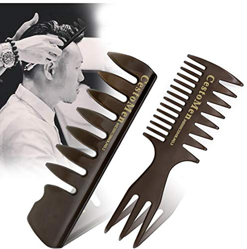 Herramienta De Peluquería Profesional 2 Piezas De Hombres Labrando El Peine Conjunto Hombres Ancho De Los Dientes Del Peine Del Pelo Del Aceite Tenedor Peine Ideal Para Todo Tipo De Cabello