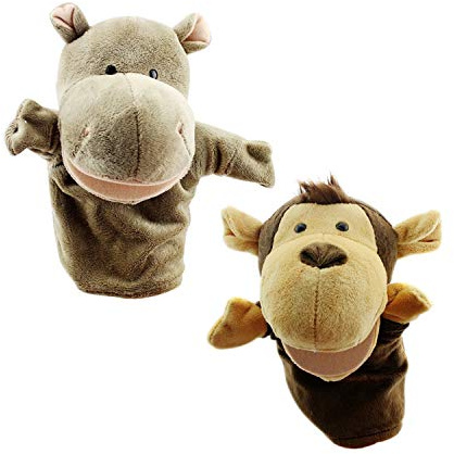 Feiwen Plüsch Tiere Handpuppen spielwaren (Nilpferd und Orang-Utan)