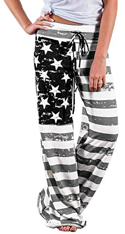 AMYTIS Damen Yogahose Stretch Freizeithose Bequeme Pyjamahose Schlafanzughose Lang Leichte Lounge Hose Hausanzug Hosen Relaxhose Sommerhose Weites Bein
