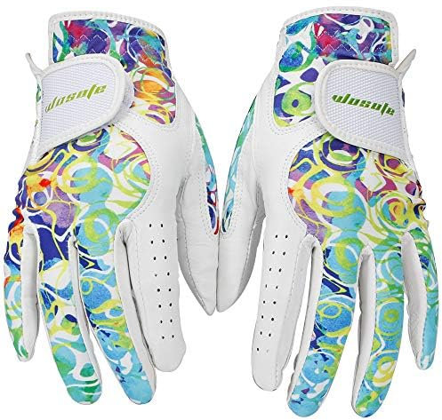 wosofe Women Golf Gloves 1 Pair, Soft Leather Breathable, XX-Large Floral