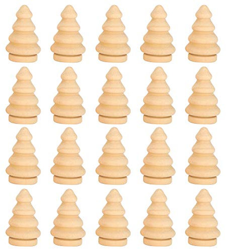 20 Stück Unvollendete Holz Weihnachtsbaum Peg Dolls Naturholz Unvollendete Baum Blank für Christbaumschmuck oder Home Layout