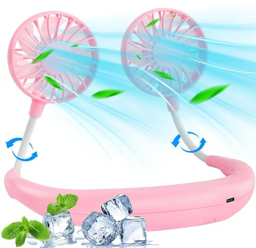 BOSONER Nackenventilator Hals Ventilator Tragbarer: 2000mAh Halsventilatoren mit USB Leise Portable Neck Fan - Mini Ventilator für Outdoor Büro Camping Reisen (Pink)