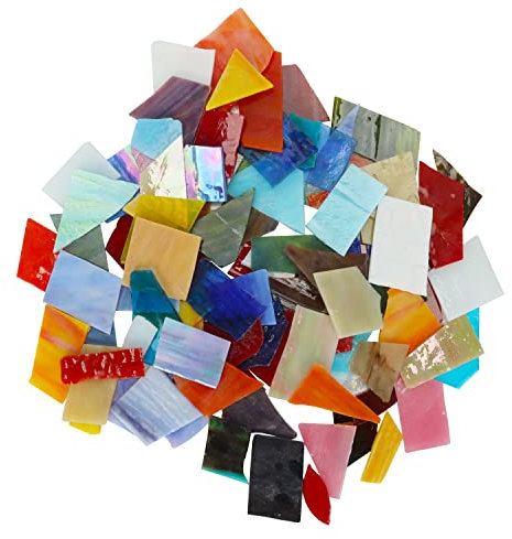 Belle Vous Bunte Glas Mosaiksteine zum Basteln (800 g) - Ca. 50-60 Stück - Verschiedene Größen & Mosaik Formen - Kunstwerk-, Deko- & Mosaik Basteln